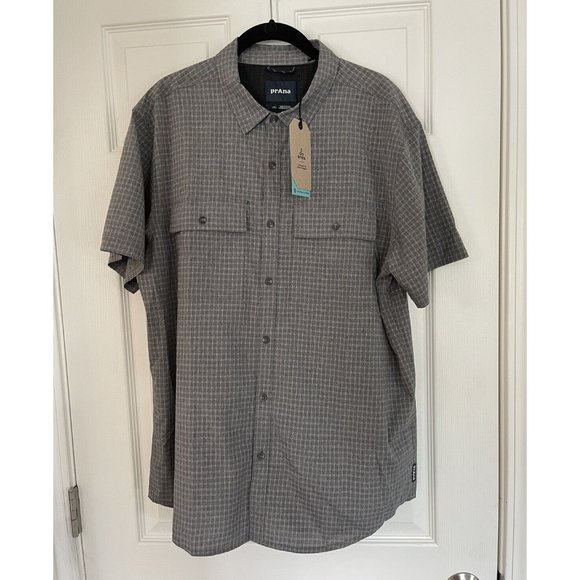 NWT PrAna Garvan Short Sleeve Button Down Shirt - Charcoal - Picture 1 of 5